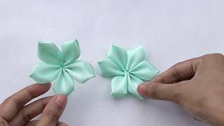 How To Make Flowers Out Of Ribbon  Realistic and Super Easy [upl. by Gemini]