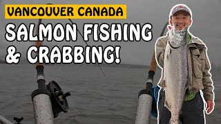 Winter Salmon Fishing and Crabbing in Vancouver Canada  Fishing with Rod [upl. by Aitas]