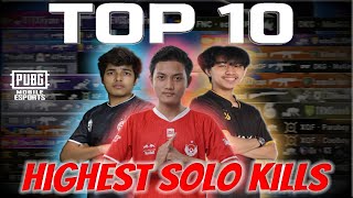 TOP 10 Highest SOLO Kills In A Match  PUBG MOBILE Esports [upl. by Esidnak]