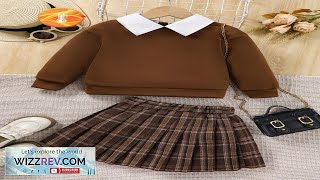 SHEIN Young Girl Contrast Collar Sweatshirt amp Plaid Pleated Skirt SHEIN Review [upl. by Kcirdneked936]