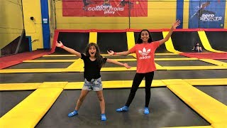 Indoor Trampoline Park Challenge family fun vlogs [upl. by Llen]