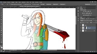 Colorear un dibujo en photoshop usando máscaras y curvas [upl. by Liahkim375]