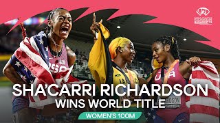 ShaCarri Richardson blazes to 100m gold 🔥  World Athletics Championships Budapest 23 [upl. by Yzzo]