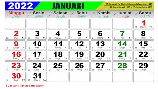 KALENDER TAHUN 2022 LENGKAP DENGAN LIBUR NASIONAL [upl. by Awuhsoj962]