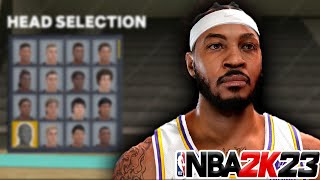 BEST NBA 2K23 CARMELO ANTHONY FACE CREATION CORNROW MELO PRIME MELO LAKERS MELO AND MORE [upl. by Jankey]