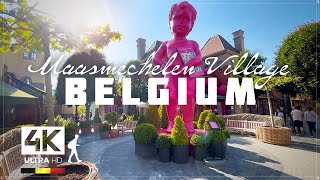 Luxurious OpenAir Shopping mall in Belgium Maasmechelen Village 4K [upl. by Alyahs]