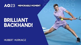 Hurkacz Curls Backhand Round Shapovalov  Australian Open 2023 [upl. by Acina]