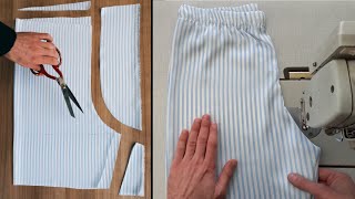 Tips for cutting and sewing clothes Easy steps for beginners  With elastic waist [upl. by Criswell]