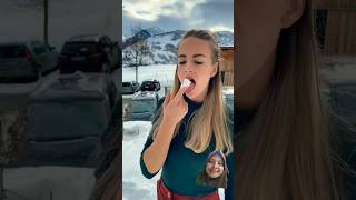 MAKAN SALJU ENAK TIDAK YA winter snow ice shortvideo shortsviral shorts [upl. by Rowena400]