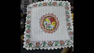 Handpainted Madhubani painting on pillow cover madhubani handprinted viralvideo [upl. by Randene]