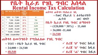 🔴የቤት ኪራይ ገቢ ግብር አሰራር Rental Income Tax Calculation By DANIEL ALEMAYEHU [upl. by Ymer]