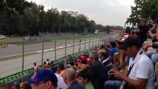 The view from Grandstand 16 inside Variante Ascari at Monza 2014 Italian Formula 1 Grand Prix [upl. by Brosy]