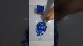 Color matching every side of a Rubix cube Blue🥶🟦🔷️ [upl. by Jada]