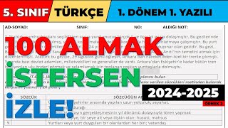 5 Sınıf Türkçe 1 Dönem 1 Yazılı  2024 2025  Örnek 2 [upl. by Eerac]