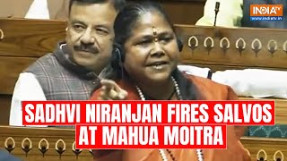 Sadhvi Niranjan fires salvos at Mahua Moitra for ‘Tamasha’ over MGNREGA fund [upl. by Ahsotan]