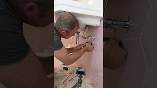 P trap Installation diy plumbing homeimprovement [upl. by Aeriela979]