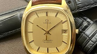 SERVICED Vintage Omega SeaMaster 1337 GMT Quartz  Gold Capped Case  RARE GOLD DOUBLE SQUARE DIAL [upl. by Artsa735]