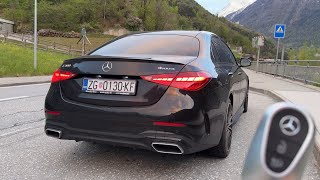 MERCEDES C CLASS AMG Line  EVENING POV test drive near ZERMATT in Switzerland [upl. by Nidia]