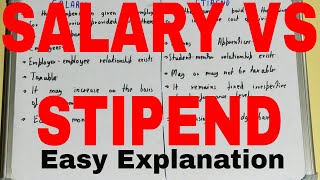 Stipend vs SalaryDifference between stipend and salarySalary and stipend difference [upl. by Nnaeitak623]