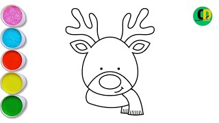 Reindeer Drawing How to Draw A Reindeer 🦌EASY Drawing Coloring Glitter  Super Easy Drawing [upl. by Deck]