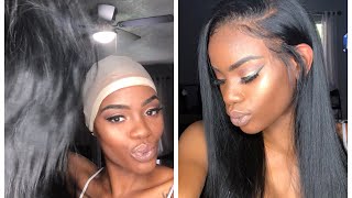 Installing My Lace Frontal Wig Using GHOSTBOND Lace Wig Adhesive  Slay With Milly [upl. by Gavriella]