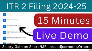 ITR 2 filing online AY 202425  How to file ITR 2 online 202425 for Salary and capital gainsloss [upl. by Zerlina]