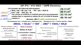 Stoichiometry Redox Titration of AllIon Reactants  202313U1P1 CAPE Chemistry [upl. by Asilenna]