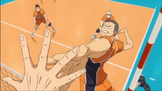 Tanaka Cross Spike  Karasuno vs Inarizaki [upl. by Ricarda]