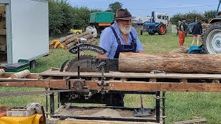 Steam sawing with Miniature steam traction engine at the Rempstone Steam and Country Show 2023 [upl. by Lebisor]