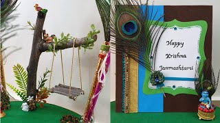 Krishna Janmashtami decoration ideas at home  Krishna theme decor [upl. by Demetre]