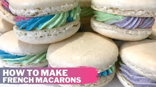 HOW TO MAKE FRENCH MACARONS  Macarons using the french meringue method with buttercream frosting [upl. by Aiuqal]