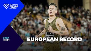 Jakob Ingebrigtsen sets new European RECORD in Monaco 1500m  Wanda Diamond League 2024 [upl. by Fonseca]