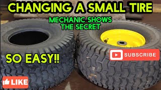 How to mount a small riding mower tire Very easy method [upl. by Fagaly449]