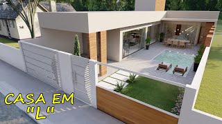 183  TOUR por uma casa em formato de quotL  COM PISCINA E ÁREA DE LAZER [upl. by Sansone353]