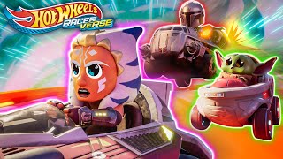 STAR WARS™ Grogu and Ahsoka Race Away from Boba Fett Through Wheelers Canyon  Hot Wheels RacerVerse [upl. by Bloom]