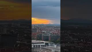 quotSpectacular sunset over the city 🌇 Sonnenuntergang Skyline Alpenblick CityView Germany [upl. by Aver]