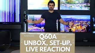 2021 Samsung Q60A QLED 4K Smart TV Unboxing amp Setup  First Impression [upl. by Borlow]