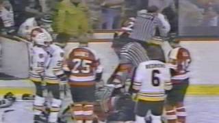 Paul Holmgren vs John Wensink Mel Bridgman vs Ray Bourque Dec 22 1979 [upl. by Noirret196]