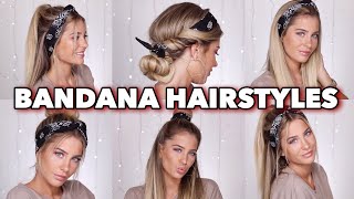 5 SUPER EASY Bandana Hairstyles  MRS BELLA [upl. by Airdnazxela836]