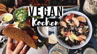 GESUNDES ESSEN ZUBEREITEN » Vegane Tacos Pfannkuchen amp Müsli [upl. by Evans]