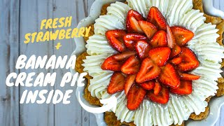 Fresh Strawberry Banana Cream Pie  Banberry Pie [upl. by Larrej873]