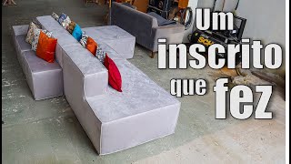 Um Inscrito do Canal FEZ A ESTRUTURA E O ESTOFAMENTO de um SOFÁ MODULADO Veja Como Ficou [upl. by Sanjiv367]