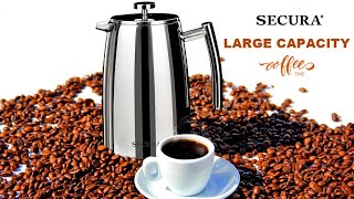 Secura French Press Coffee Maker  Insulated Coffee Press  Large Capacity Coffee Maker [upl. by Atauqal]