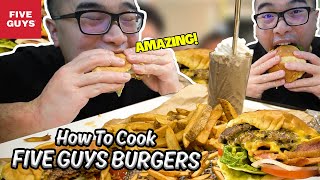 I Cooked 5 GUYS BURGERS amp FRIES amp MILKSHAKE [upl. by Adnuahsar]