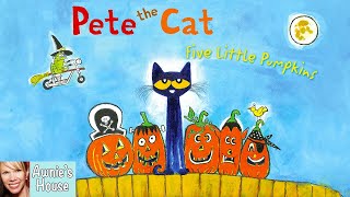 🎃 Kids Read Aloud PETE THE CAT FIVE LITTLE PUMPKINS Halloween Read Along by James Dean [upl. by Maze]