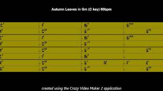 Autumn Leaves Backing Track in Gm C key 80bpm [upl. by Rise]