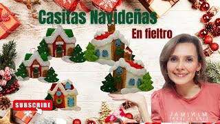 CASITAS NAVIDEÑAS en fieltro  fáciles de hacer Diy decorativa [upl. by Cressy]