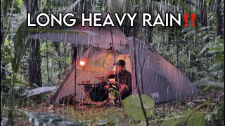 STRUGGLE IN LONG HEAVY RAIN‼️SOLO CAMPING HEAVY RAIN WITH UMBRELLA TENT [upl. by Bamberger]