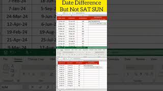 difference between dates excluding sat sun exceltips excelshorts [upl. by Lichtenfeld598]