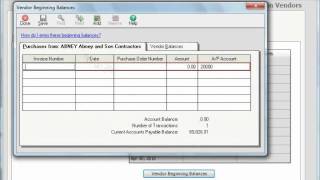 Peachtree Tutorial Adding Beginning Balances for Vendors Sage Training Lesson 53 [upl. by Armillia511]